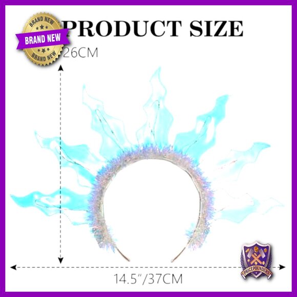 LED Flame Headband with 3 Flash Modes for Rave Costume Party Halloween main image 4